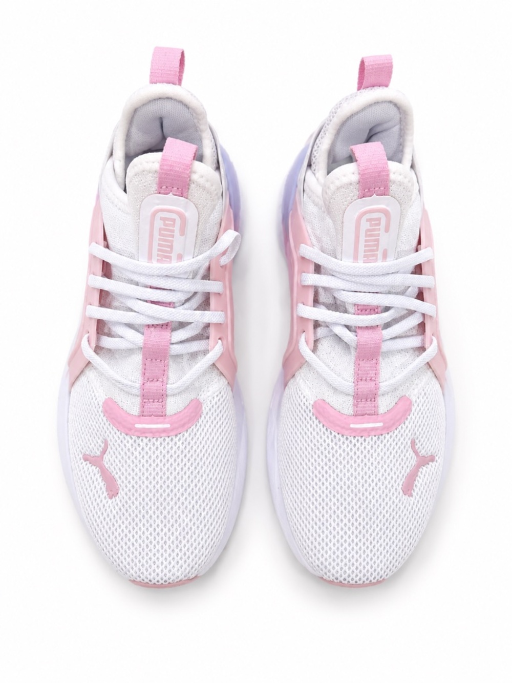Girls Puma Sneakers Size 1.5 White Pink Athletic Running Shoes Cute Casual